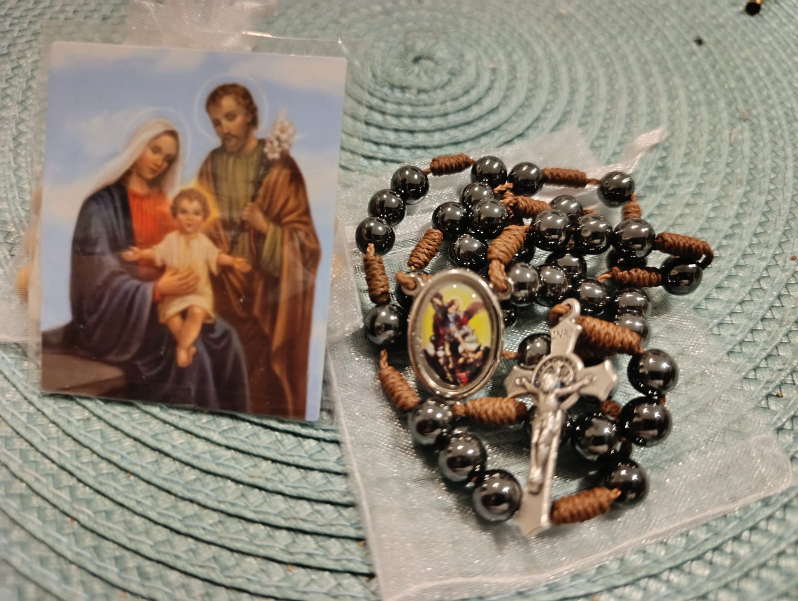 Krunica od Hematita - Sv. Arkanđeo Mihael (Set sa sličicom)