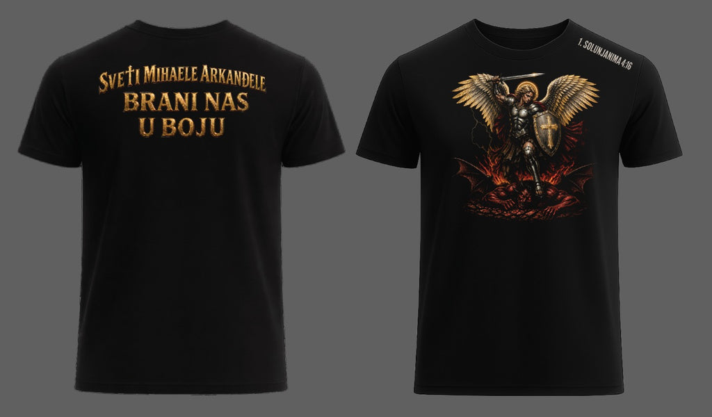 Majica Sveti Mihael Arkanđeo - Brani nas u boju (Crna)